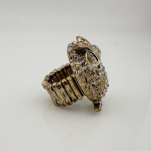 Vintage Costume Jewelry  Owl, Dolphin and Turtle Rhinestone Animal Rings - Picture 5 of 16